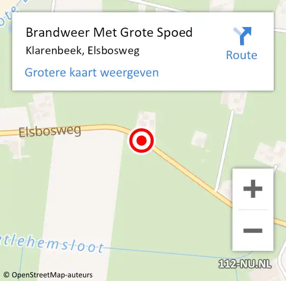 Locatie op kaart van de 112 melding: Brandweer Met Grote Spoed Naar Klarenbeek, Elsbosweg op 8 december 2014 09:56