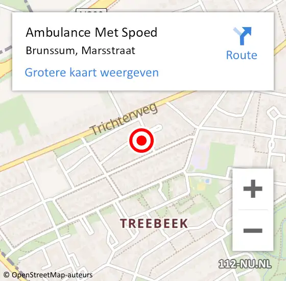 Locatie op kaart van de 112 melding: Ambulance Met Spoed Naar Brunssum, Marsstraat op 8 december 2014 10:07