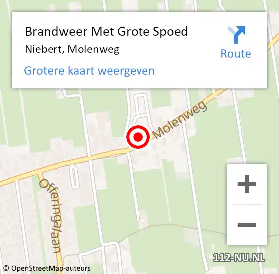 Locatie op kaart van de 112 melding: Brandweer Met Grote Spoed Naar Niebert, Molenweg op 10 september 2013 13:57