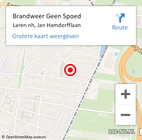 Locatie op kaart van de 112 melding: Brandweer Geen Spoed Naar Laren nh, Jan Hamdorfflaan op 8 december 2014 10:18