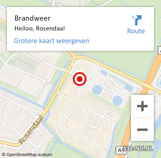 Locatie op kaart van de 112 melding: Brandweer Heiloo, Rosendaal op 8 december 2014 10:39