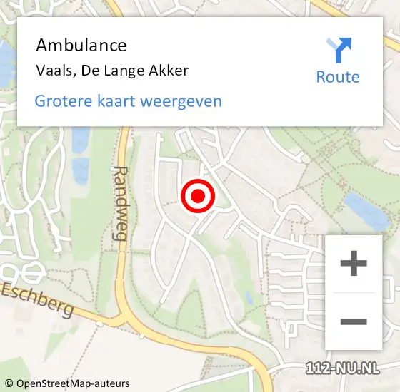 Locatie op kaart van de 112 melding: Ambulance Vaals, De Lange Akker op 23 oktober 2013 14:33