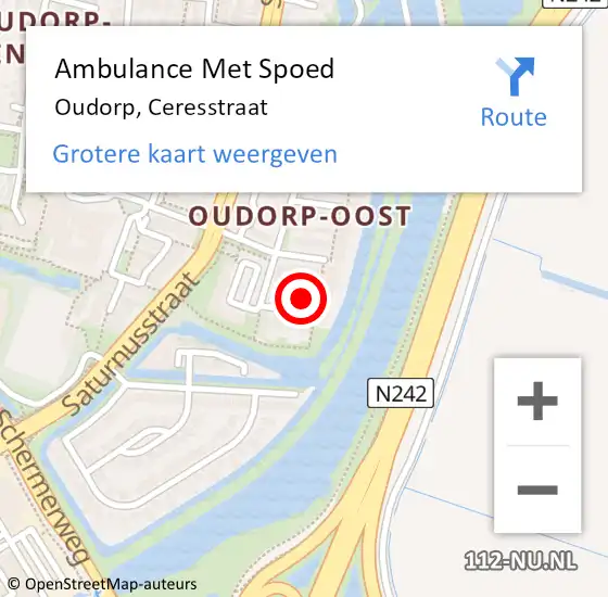 Locatie op kaart van de 112 melding: Ambulance Met Spoed Naar Oudorp, Ceresstraat op 8 december 2014 10:42