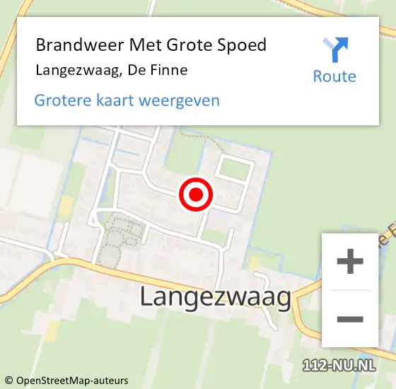 Locatie op kaart van de 112 melding: Brandweer Met Grote Spoed Naar Langezwaag, De Finne op 23 oktober 2013 14:34