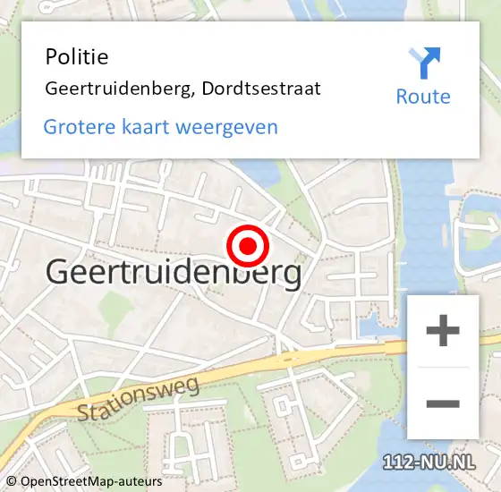 Locatie op kaart van de 112 melding: Politie Geertruidenberg, Dordtsestraat op 8 december 2014 10:56