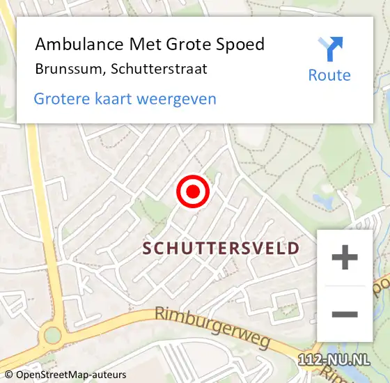 Locatie op kaart van de 112 melding: Ambulance Met Grote Spoed Naar Brunssum, Schutterstraat op 8 december 2014 11:51