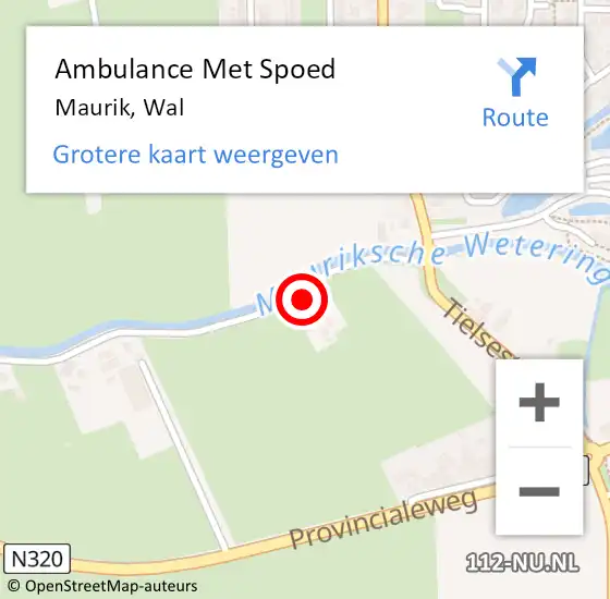 Locatie op kaart van de 112 melding: Ambulance Met Spoed Naar Maurik, Wal op 8 december 2014 12:23