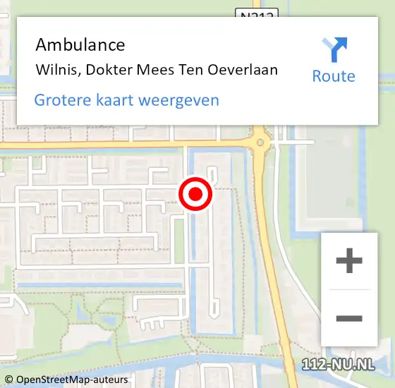 Locatie op kaart van de 112 melding: Ambulance Wilnis, Dokter Mees Ten Oeverlaan op 8 december 2014 12:29