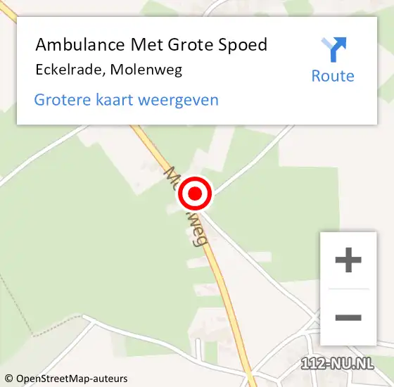 Locatie op kaart van de 112 melding: Ambulance Met Grote Spoed Naar Eckelrade, Molenweg op 8 december 2014 12:32