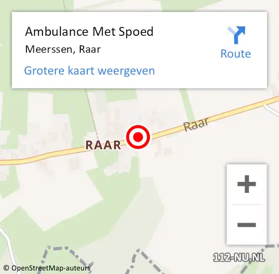 Locatie op kaart van de 112 melding: Ambulance Met Spoed Naar Meerssen, Raar op 8 december 2014 13:41