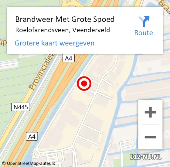 Locatie op kaart van de 112 melding: Brandweer Met Grote Spoed Naar Roelofarendsveen, Veenderveld op 8 december 2014 13:45