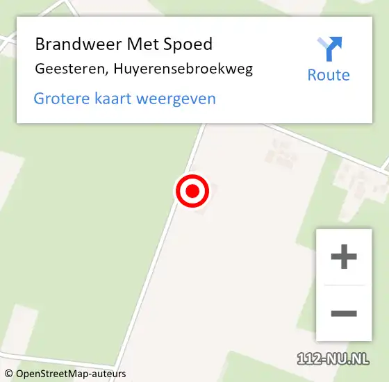 Locatie op kaart van de 112 melding: Brandweer Met Spoed Naar Geesteren, Huyerensebroekweg op 8 december 2014 14:05