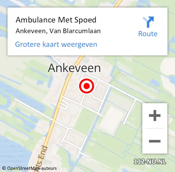 Locatie op kaart van de 112 melding: Ambulance Met Spoed Naar Ankeveen, Van Blarcumlaan op 23 oktober 2013 15:03
