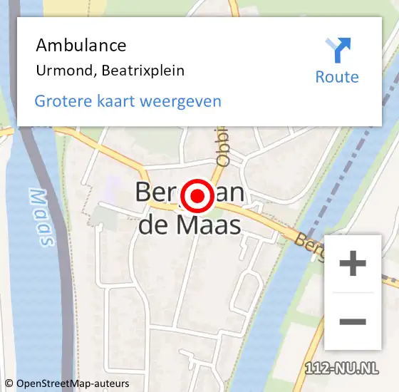 Locatie op kaart van de 112 melding: Ambulance Urmond, Beatrixplein op 8 december 2014 14:40