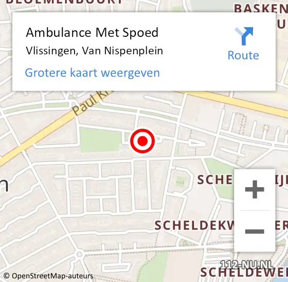 Locatie op kaart van de 112 melding: Ambulance Met Spoed Naar Vlissingen, Van Nispenplein op 8 december 2014 15:05