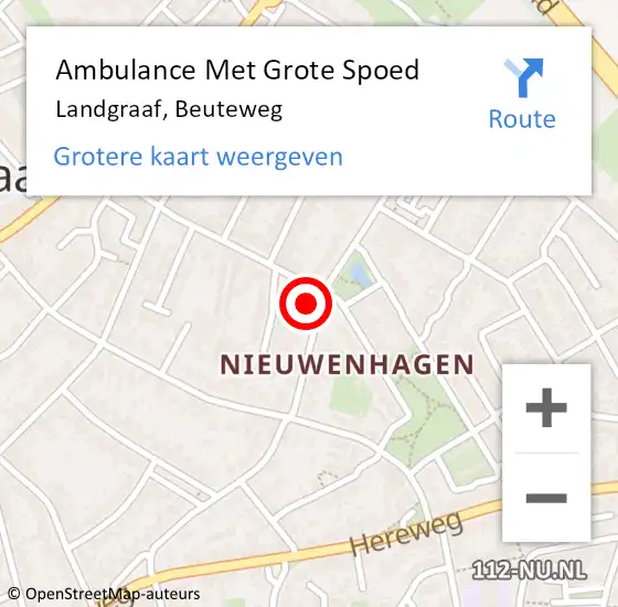 Locatie op kaart van de 112 melding: Ambulance Met Grote Spoed Naar Landgraaf, Beuteweg op 8 december 2014 15:09