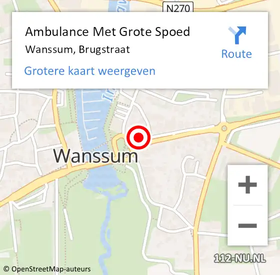 Locatie op kaart van de 112 melding: Ambulance Met Grote Spoed Naar Wanssum, Brugstraat op 8 december 2014 15:19