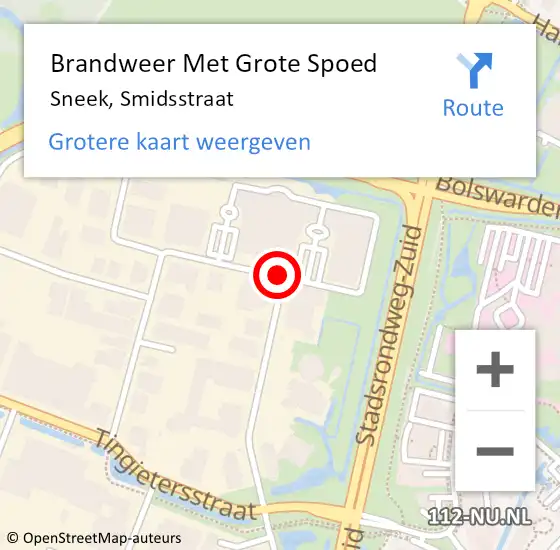 Locatie op kaart van de 112 melding: Brandweer Met Grote Spoed Naar Sneek, Smidsstraat op 23 oktober 2013 15:13