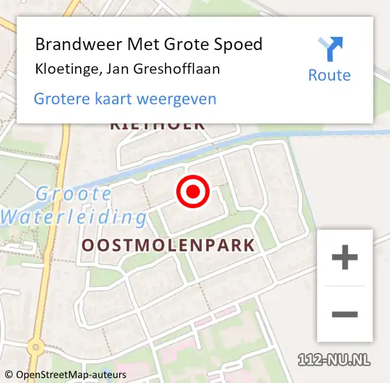 Locatie op kaart van de 112 melding: Brandweer Met Grote Spoed Naar Kloetinge, Jan Greshofflaan op 8 december 2014 16:15