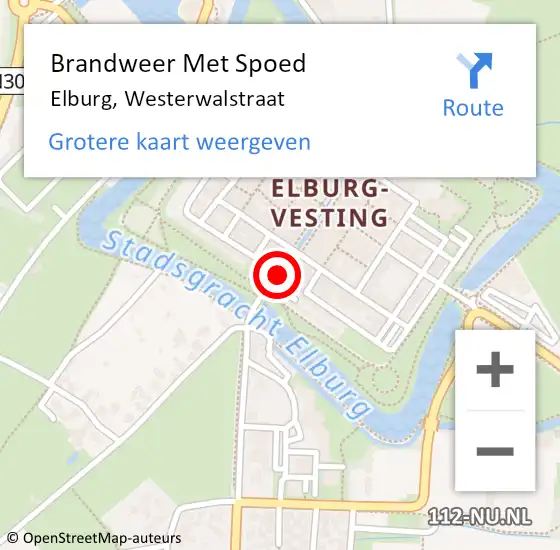 Locatie op kaart van de 112 melding: Brandweer Met Spoed Naar Elburg, Westerwalstraat op 8 december 2014 16:28