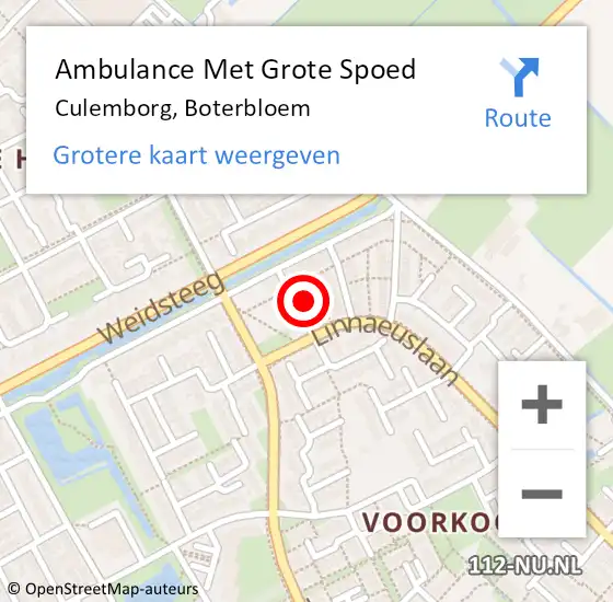 Locatie op kaart van de 112 melding: Ambulance Met Grote Spoed Naar Culemborg, Boterbloem op 8 december 2014 17:24