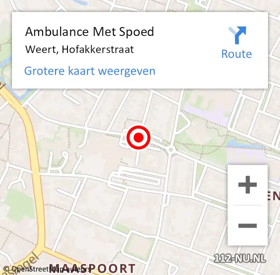 Locatie op kaart van de 112 melding: Ambulance Met Spoed Naar Weert, Hofakkerstraat op 8 december 2014 17:34