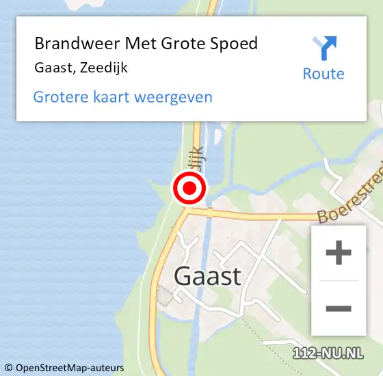 Locatie op kaart van de 112 melding: Brandweer Met Grote Spoed Naar Gaast, Zeedijk op 8 december 2014 18:07