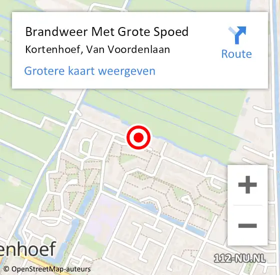 Locatie op kaart van de 112 melding: Brandweer Met Grote Spoed Naar Kortenhoef, Van Voordenlaan op 8 december 2014 18:09