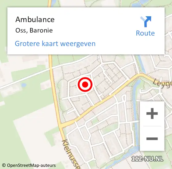 Locatie op kaart van de 112 melding: Ambulance Oss, Baronie op 8 december 2014 18:16