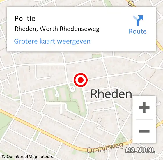 Locatie op kaart van de 112 melding: Politie Rheden, Worth Rhedenseweg op 10 september 2013 14:02