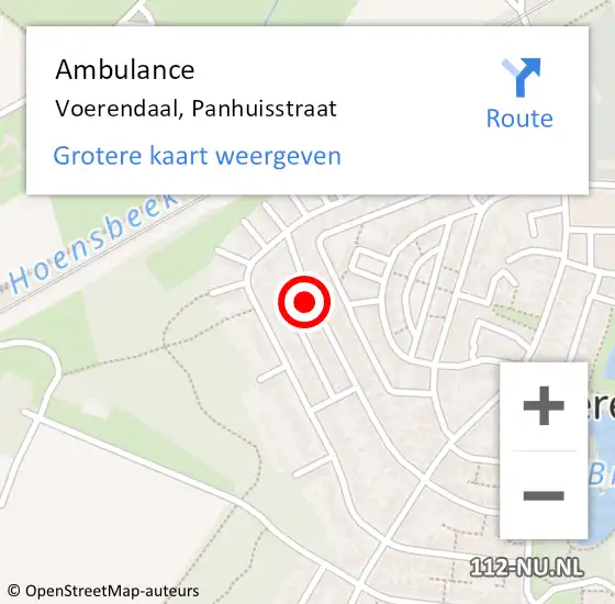 Locatie op kaart van de 112 melding: Ambulance Voerendaal, Panhuisstraat op 8 december 2014 18:23