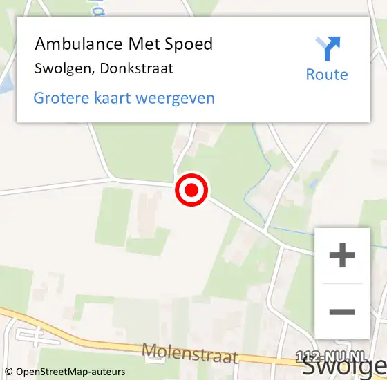 Locatie op kaart van de 112 melding: Ambulance Met Spoed Naar Swolgen, Donkstraat op 8 december 2014 18:27