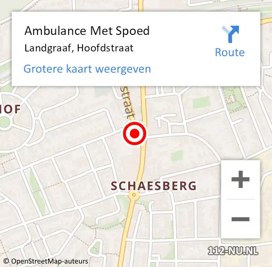 Locatie op kaart van de 112 melding: Ambulance Met Spoed Naar Landgraaf, Hoofdstraat op 8 december 2014 18:30