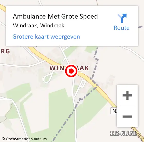 Locatie op kaart van de 112 melding: Ambulance Met Grote Spoed Naar Windraak, Windraak op 8 december 2014 18:35