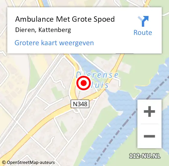 Locatie op kaart van de 112 melding: Ambulance Met Grote Spoed Naar Dieren, Kattenberg op 8 december 2014 18:47