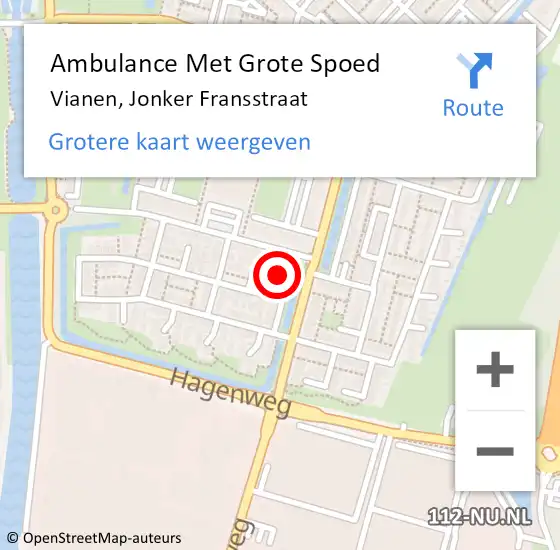 Locatie op kaart van de 112 melding: Ambulance Met Grote Spoed Naar Vianen, Jonker Fransstraat op 8 december 2014 18:50