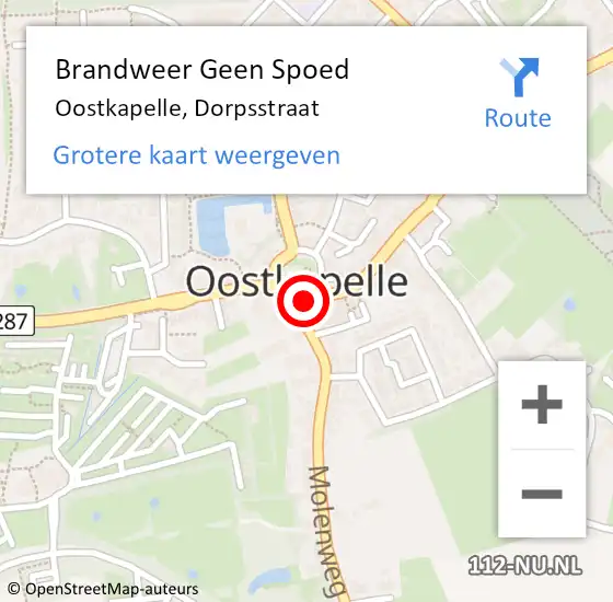 Locatie op kaart van de 112 melding: Brandweer Geen Spoed Naar Oostkapelle, Dorpsstraat op 8 december 2014 19:25