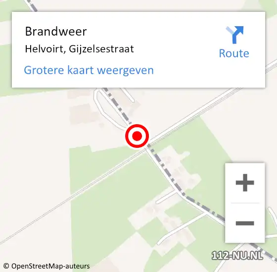 Locatie op kaart van de 112 melding: Brandweer Helvoirt, Gijzelsestraat op 8 december 2014 20:05