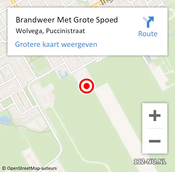 Locatie op kaart van de 112 melding: Brandweer Met Grote Spoed Naar Wolvega, Puccinistraat op 8 december 2014 21:31