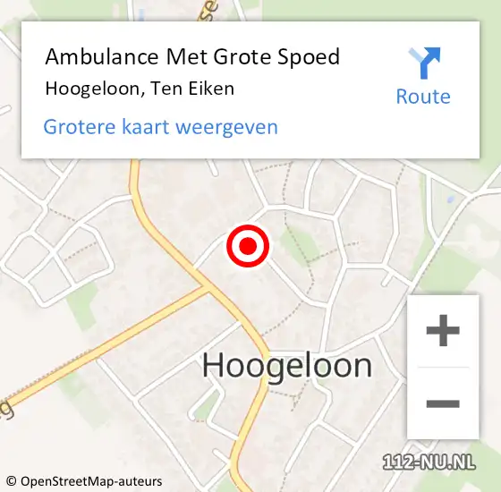 Locatie op kaart van de 112 melding: Ambulance Met Grote Spoed Naar Hoogeloon, Ten Eiken op 8 december 2014 21:52