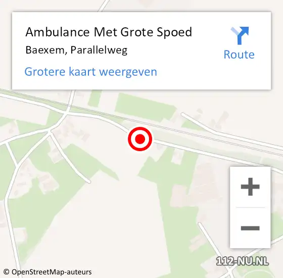 Locatie op kaart van de 112 melding: Ambulance Met Grote Spoed Naar Baexem, Parallelweg op 23 oktober 2013 15:50