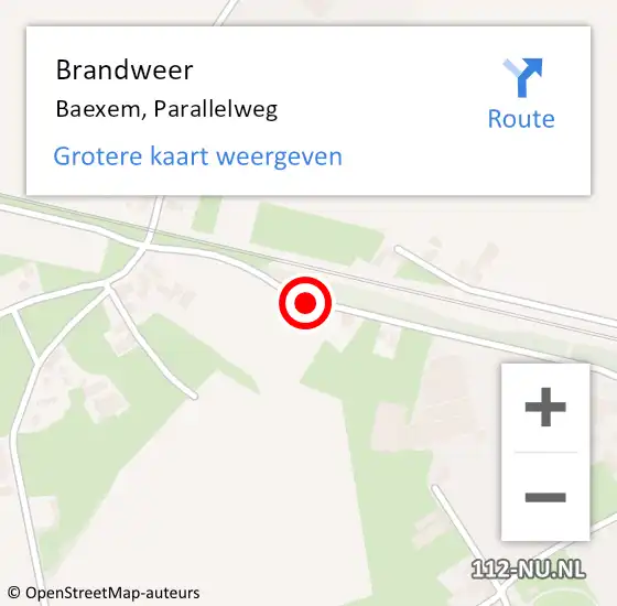 Locatie op kaart van de 112 melding: Brandweer Baexem, Parallelweg op 23 oktober 2013 15:51