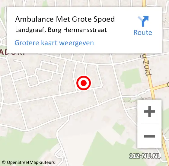 Locatie op kaart van de 112 melding: Ambulance Met Grote Spoed Naar Landgraaf, Burg Hermansstraat op 8 december 2014 22:37