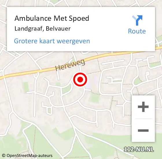 Locatie op kaart van de 112 melding: Ambulance Met Spoed Naar Landgraaf, Belvauer op 8 december 2014 22:41