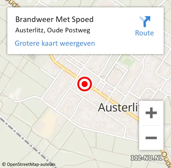 Locatie op kaart van de 112 melding: Brandweer Met Spoed Naar Austerlitz, Oude Postweg op 23 oktober 2013 15:53