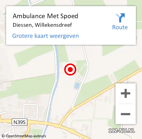 Locatie op kaart van de 112 melding: Ambulance Met Spoed Naar Diessen, Willekensdreef op 9 december 2014 00:16