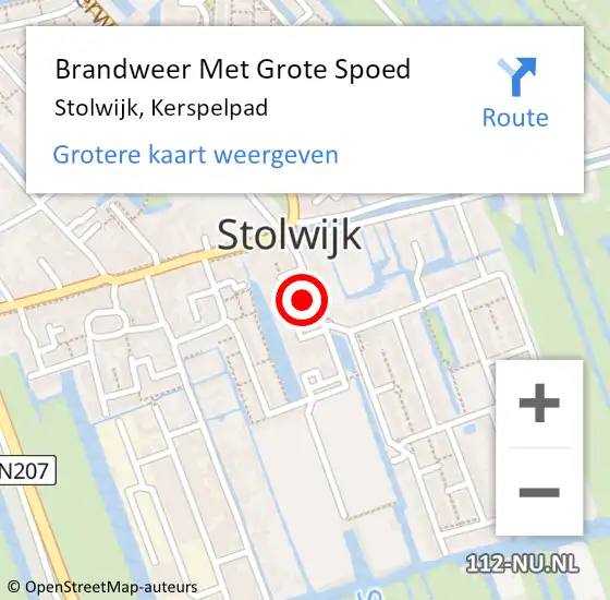 Locatie op kaart van de 112 melding: Brandweer Met Grote Spoed Naar Stolwijk, Kerspelpad op 9 december 2014 01:39