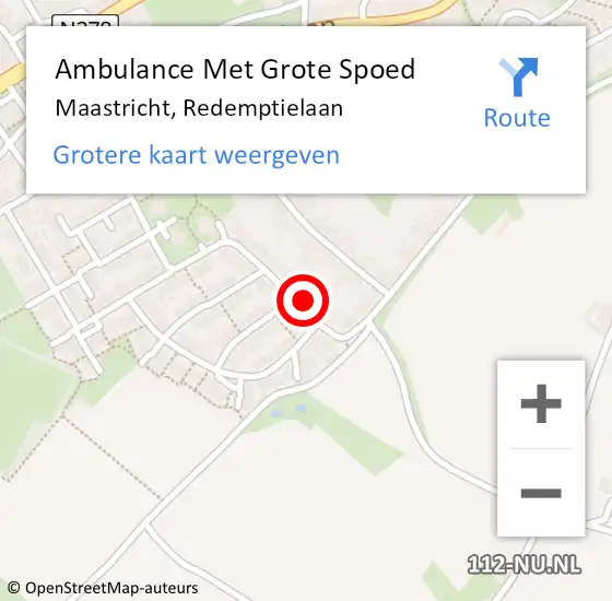 Locatie op kaart van de 112 melding: Ambulance Met Grote Spoed Naar Maastricht, Redemptielaan op 9 december 2014 02:32