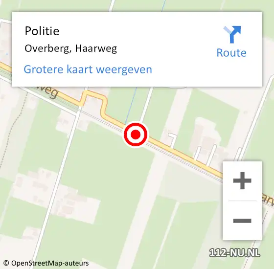 Locatie op kaart van de 112 melding: Politie Overberg, Haarweg op 9 december 2014 05:34