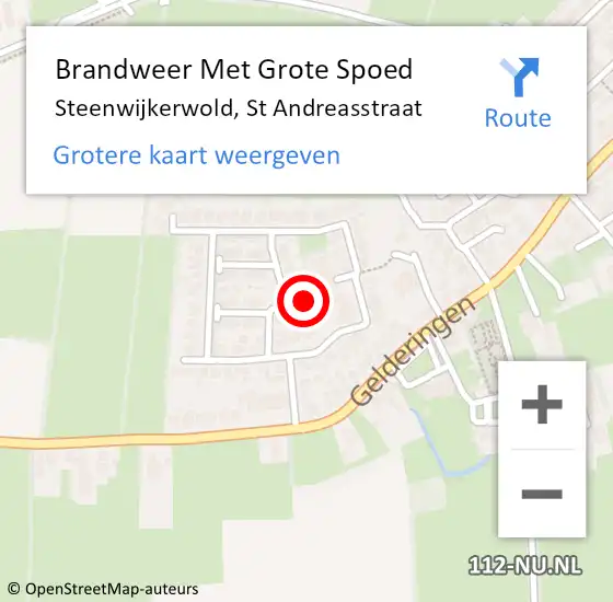 Locatie op kaart van de 112 melding: Brandweer Met Grote Spoed Naar Steenwijkerwold, St Andreasstraat op 9 december 2014 06:56